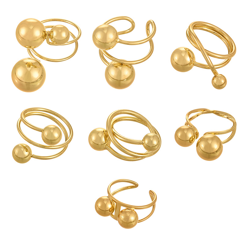 Fashion Golden 7 Copper Irregular Ball Ring,Rings