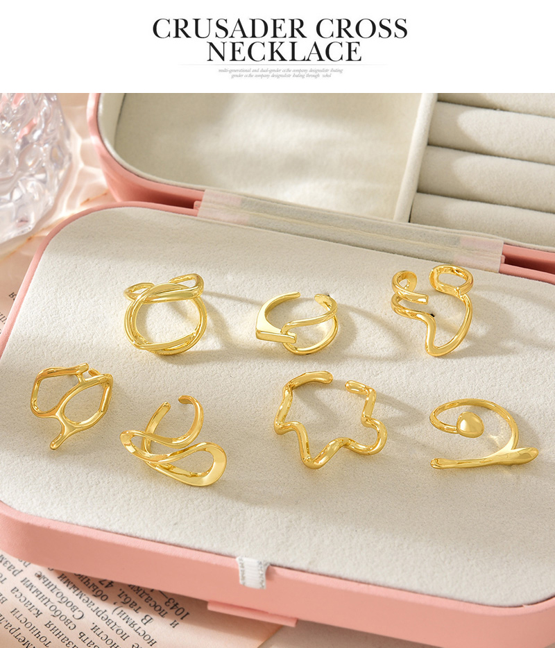 Fashion Golden 5 Copper Irregular Open Ring,Rings