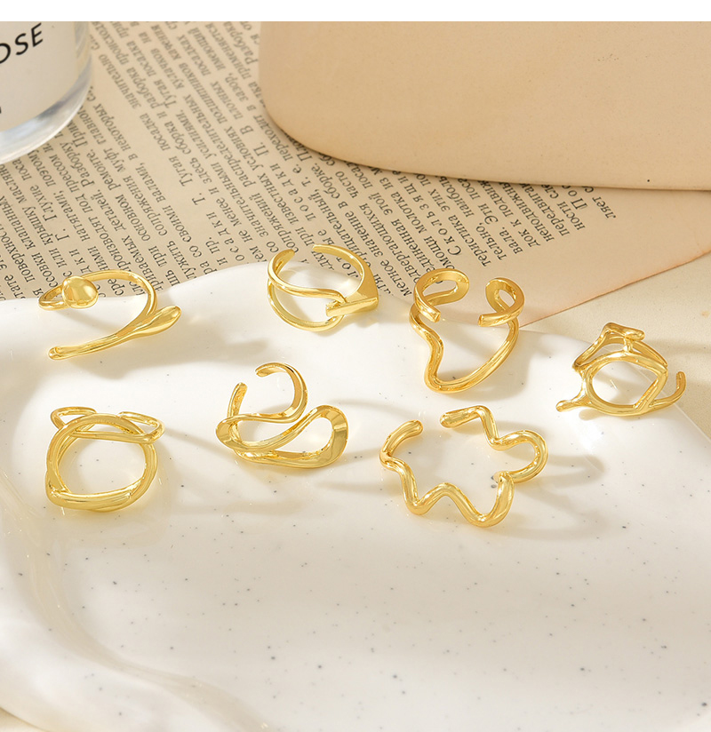 Fashion Golden 4 Copper Irregular Open Ring,Rings