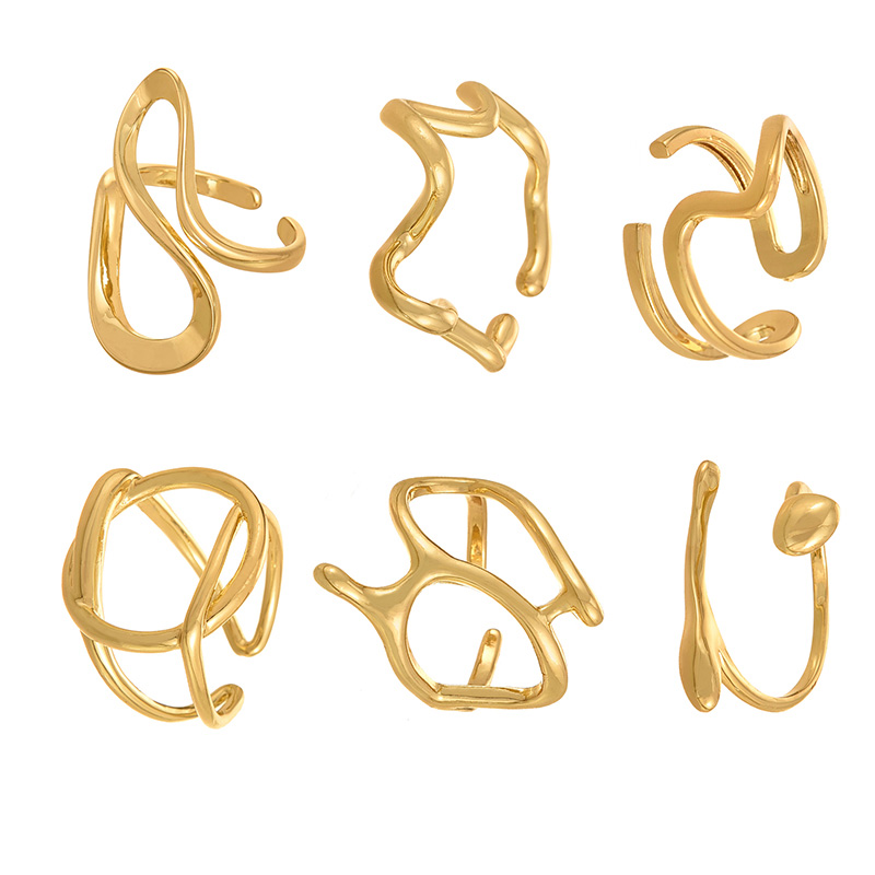 Fashion Golden 2 Copper Irregular Open Ring,Rings