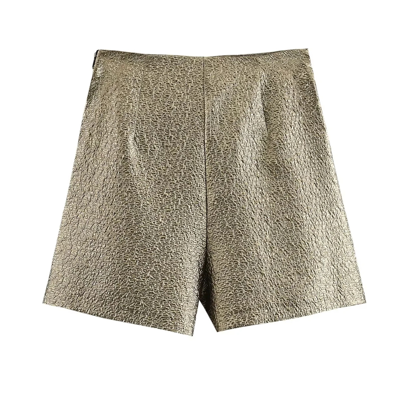 Fashion Earthy Gold Woven Knotted Shorts,Shorts