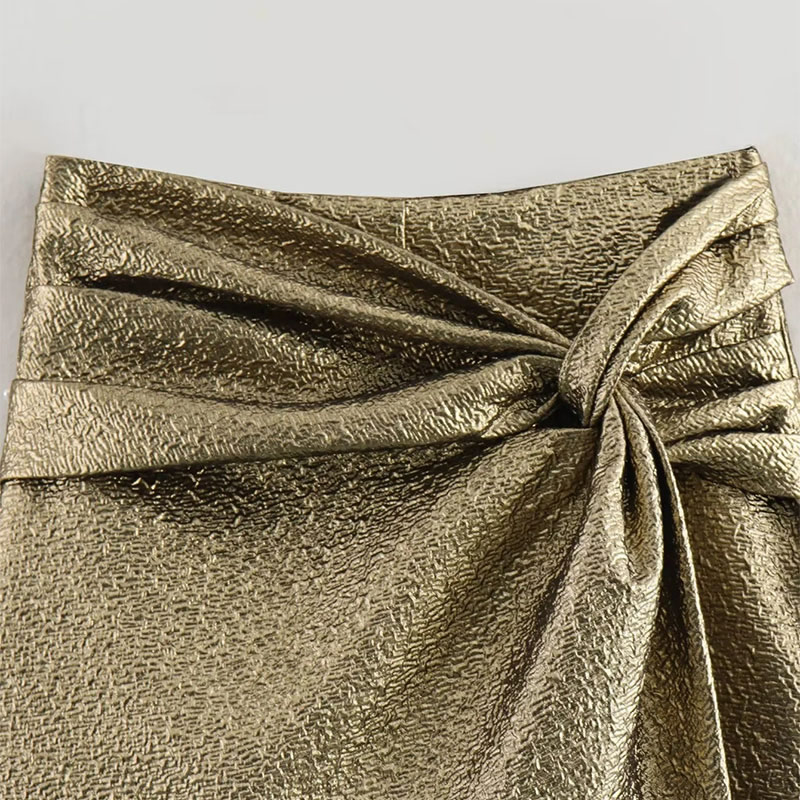 Fashion Earthy Gold Woven Knotted Shorts,Shorts