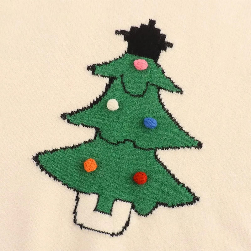 Fashion Grey Christmas Tree Jacquard Knit Sweater,Sweater