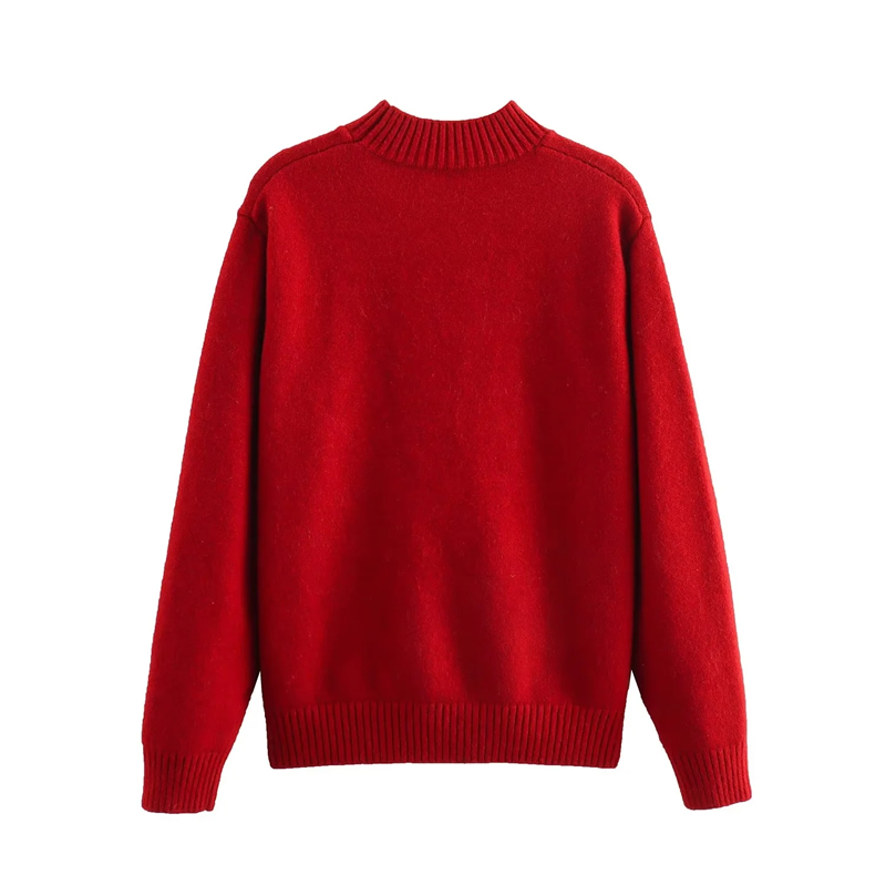 Fashion Red Bear Jacquard Knitted Sweater,Sweater