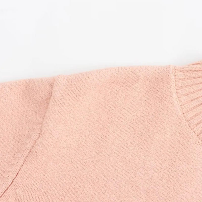 Fashion Pink Cartoon Jacquard Knitted Sweater,Sweater