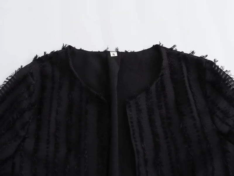 Fashion Black Brushed Textured Jacket And Skirt Suit,Coat-Jacket