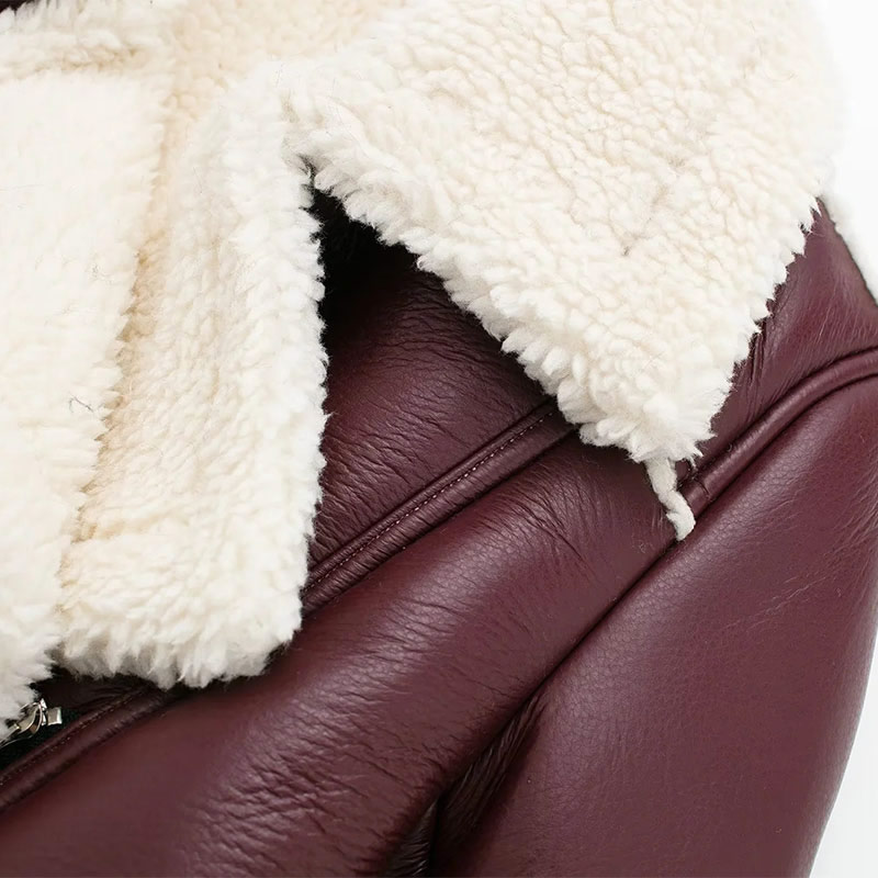 Fashion Beige Black Fur Lapel Coat,Coat-Jacket