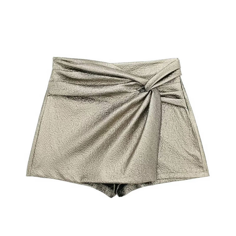 Fashion Gold Blend Knotted Shorts,Shorts