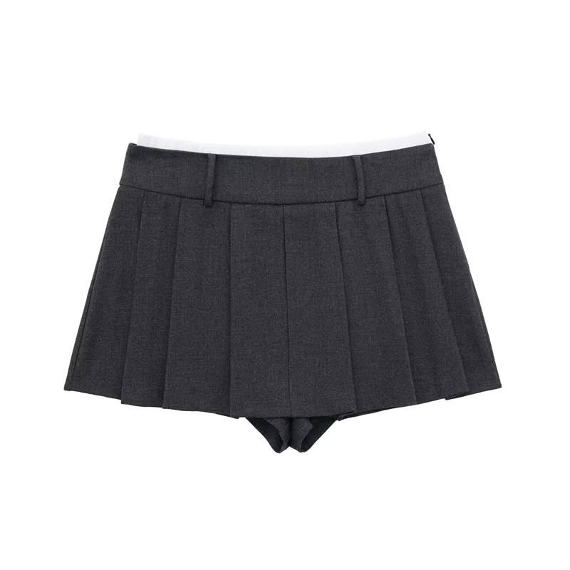 Fashion Black Double Layer Wide Pleated Culottes,Shorts