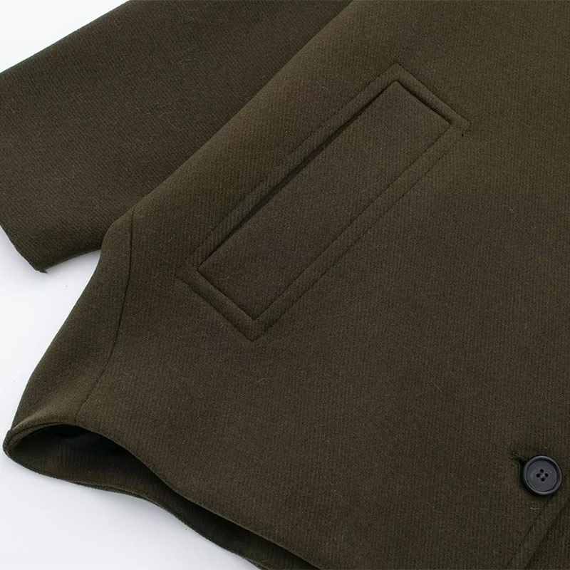 Fashion Black Blended Lapel Buttoned Jacket,Coat-Jacket