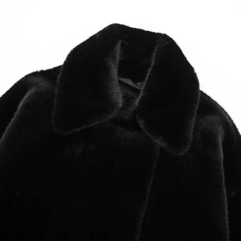 Fashion Black Fur Lapel Jacket,Coat-Jacket