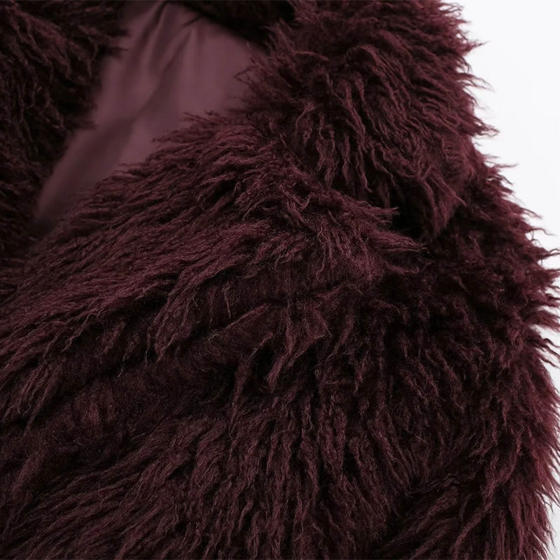 Fashion Purple Red Fur Lapel Jacket,Coat-Jacket
