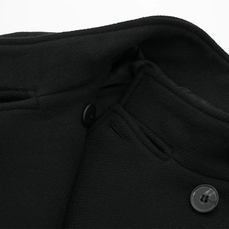 Fashion Khaki Wool Double-breasted Stand-collar Coat,Coat-Jacket