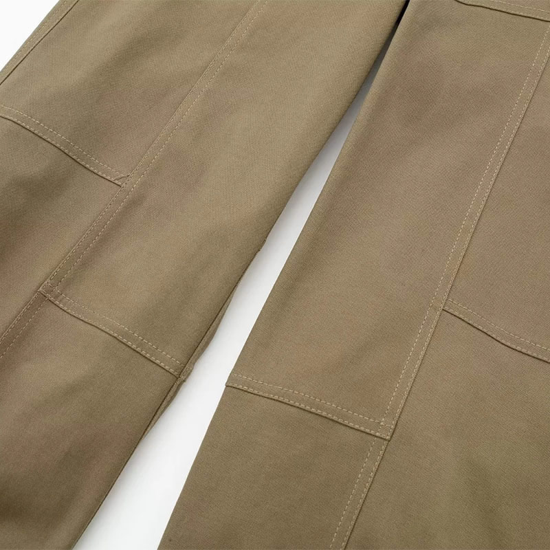 Fashion Khaki Blended Mid-rise Straight-leg Trousers,Pants