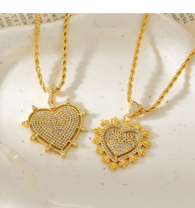 Fashion Golden 2 Copper Inlaid Zircon Love Pendant Twist Necklace,Necklaces
