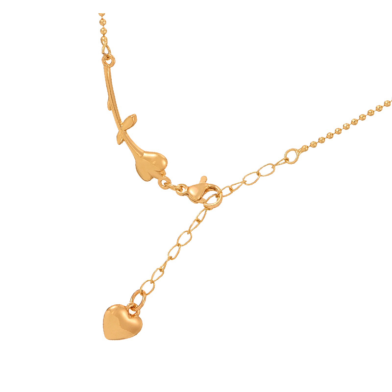 Fashion Golden 2 Copper Love Flower Pendant Bead Chain Necklace,Necklaces