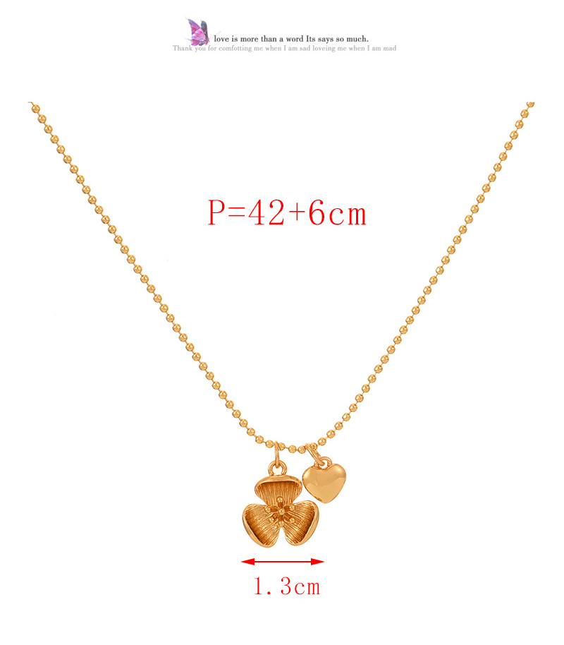 Fashion Golden 2 Copper Love Flower Pendant Bead Chain Necklace,Necklaces