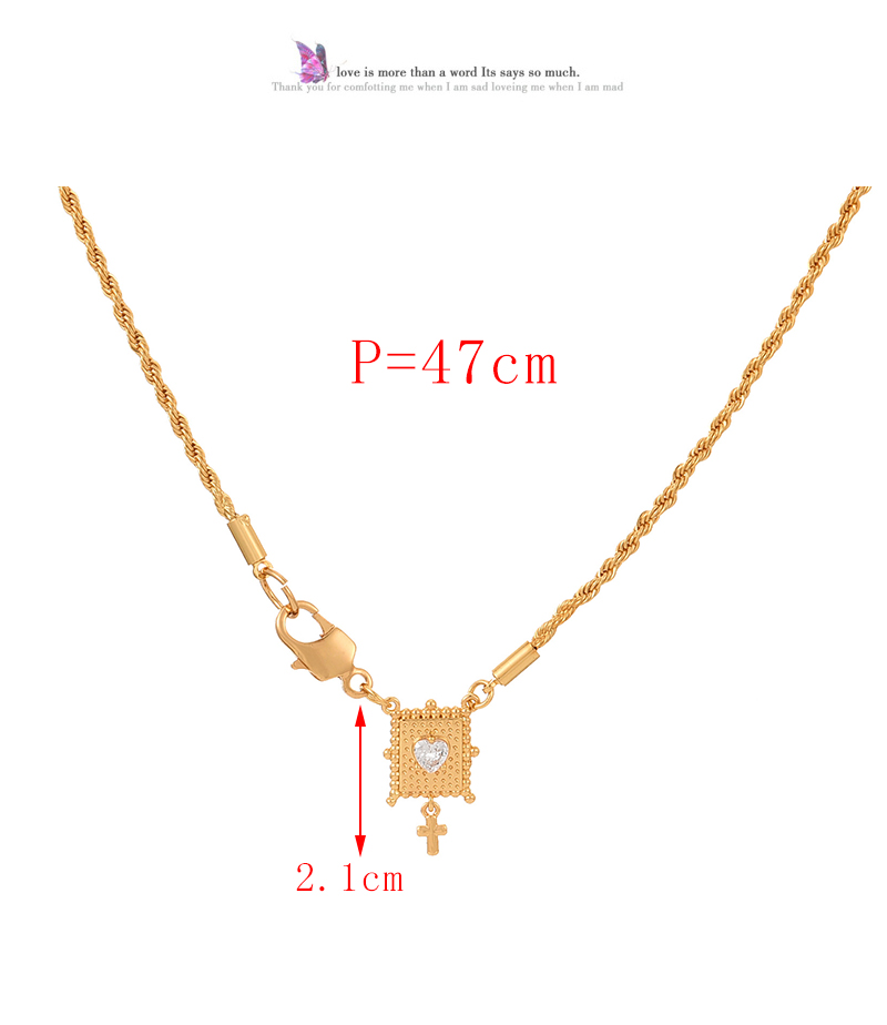 Fashion Gold Copper Inlaid Zircon Love Cross Pendant Lobster Clasp Twist Necklace,Necklaces