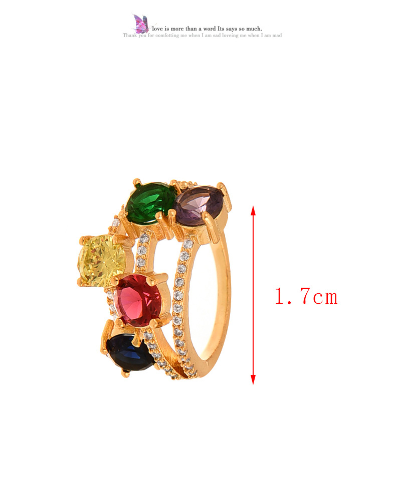 Fashion Color 1 Copper Set Zirconia Geometric Ring,Rings