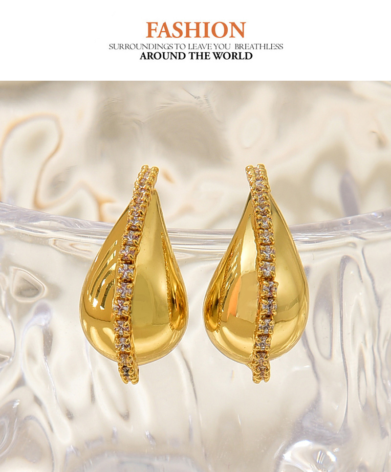 Fashion Gold Copper Set Zircon Drop Earrings,Earrings