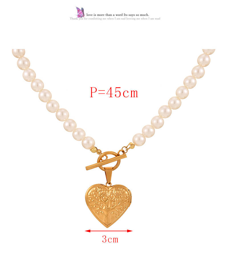 Fashion Golden 2 Titanium Steel Letter Love Pendant Beaded Pearl Ot Buckle Necklace,Necklaces