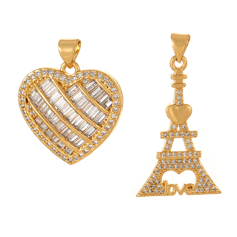 Fashion Golden 2 Copper Inlaid Zircon Love Pendant Accessories,Jewelry Findings & Components
