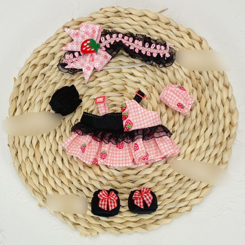 Fashion Pink Crown Skirt Polyester Cartoon 20cm Doll Cotton Doll Clothes Set  Polyester,Coat-Jacket