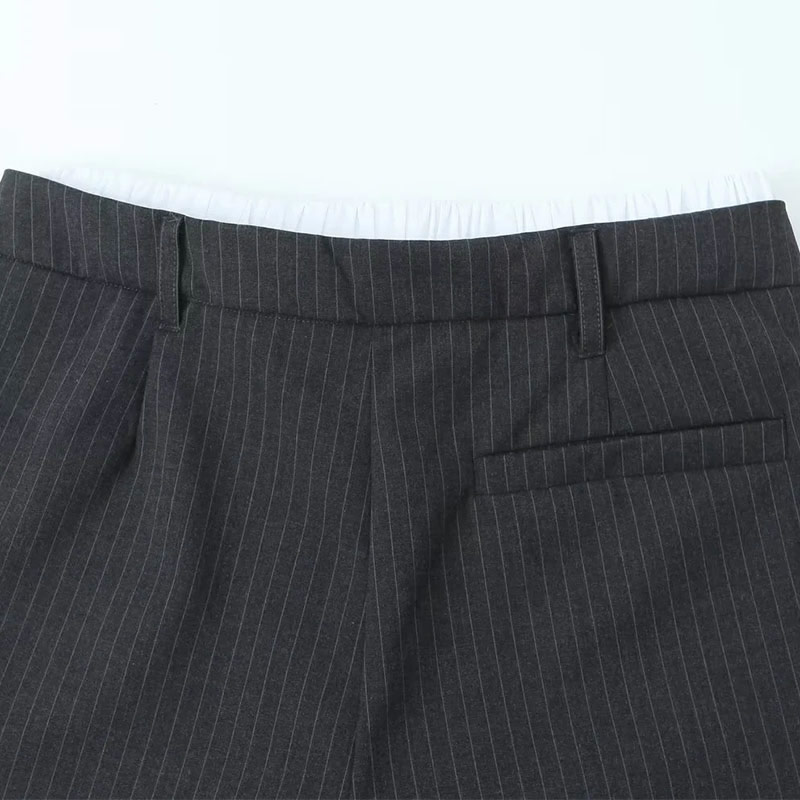 Fashion Black Patchwork Boxer Striped Culottes,Shorts