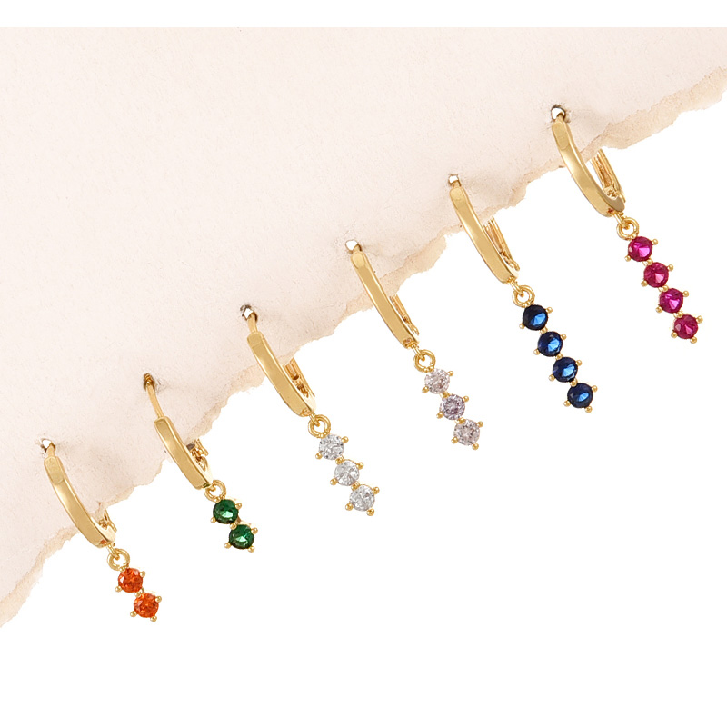 Fashion Color Copper Inlaid Zirconium Contrast Round Pendant Earrings Set Of 6,Earring Set