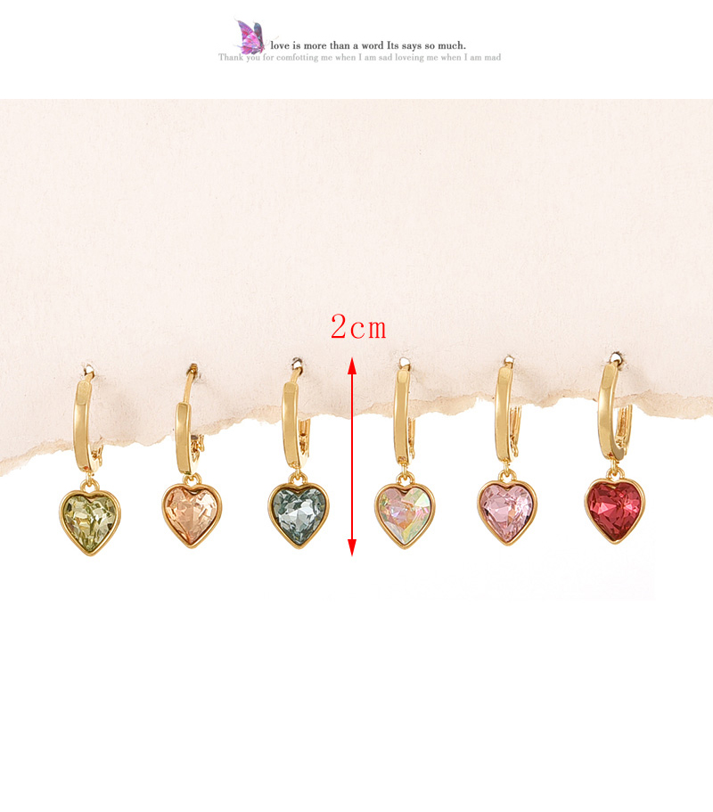 Fashion Color Copper Inlaid Zirconium Contrasting Color Love Pendant Earrings Set Of 6,Earring Set