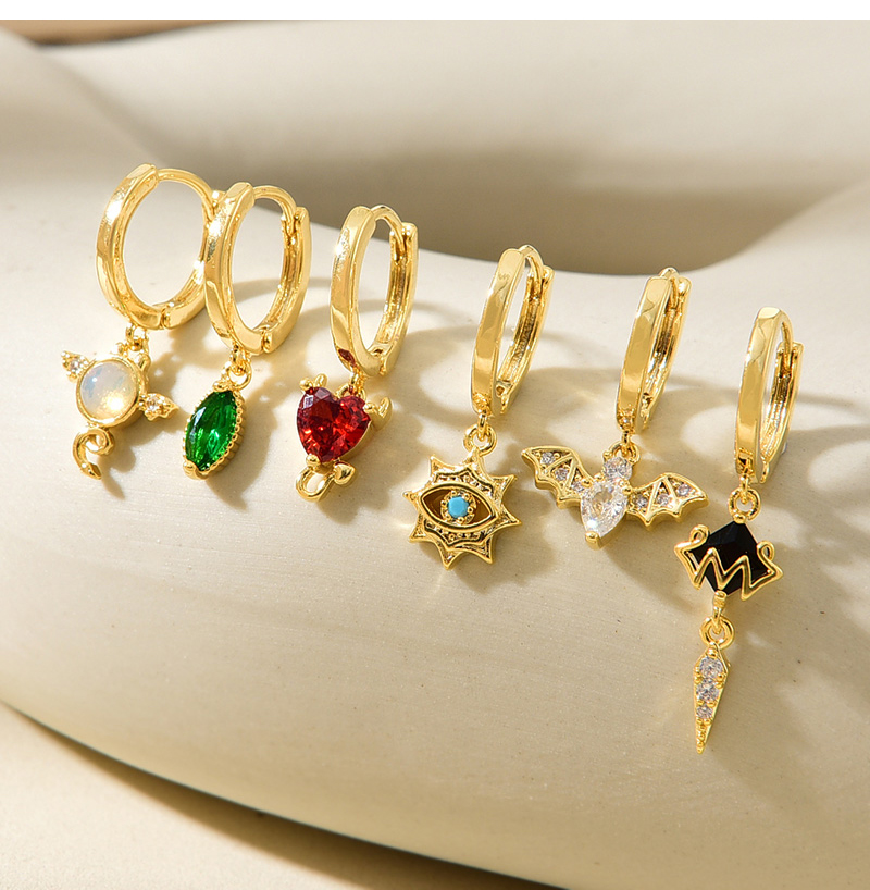 Fashion Gold Copper Inlaid Zirconium Cartoon Pendant Earrings 6-piece Set,Earring Set
