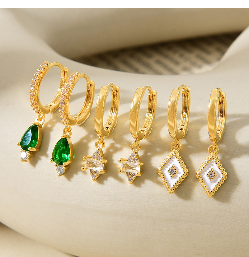 Fashion Gold Copper Inlaid Zirconium Geometric Pendant Earrings 6-piece Set,Earring Set
