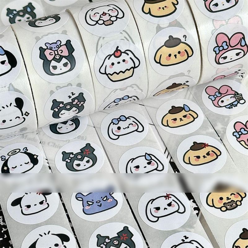 Fashion Pudding Dog Roll Stickers [1 Roll/200 Stickers] Paper Printed Pocket Material Dot Stickers,Stickers/Tape