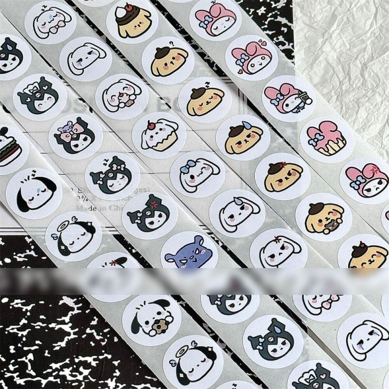 Fashion Jade Cinnamon Dog Roll Stickers [1 Roll/200 Stickers] Paper Printed Pocket Material Dot Stickers,Stickers/Tape