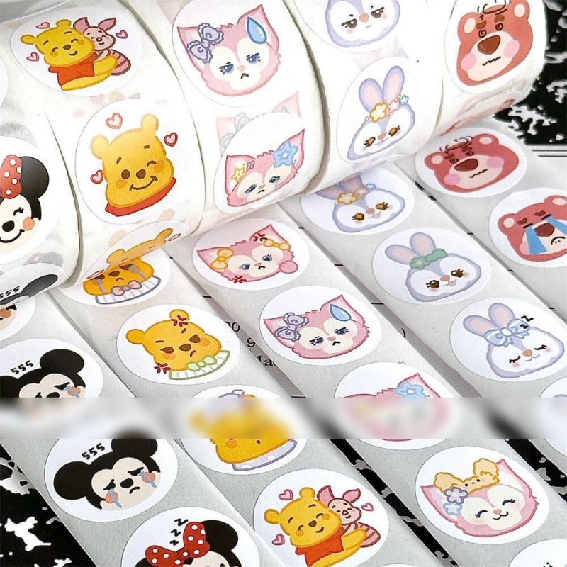 Fashion Winnie The Pooh Stickers [1 Roll/200 Stickers] Paper Printed Pocket Material Dot Stickers,Stickers/Tape