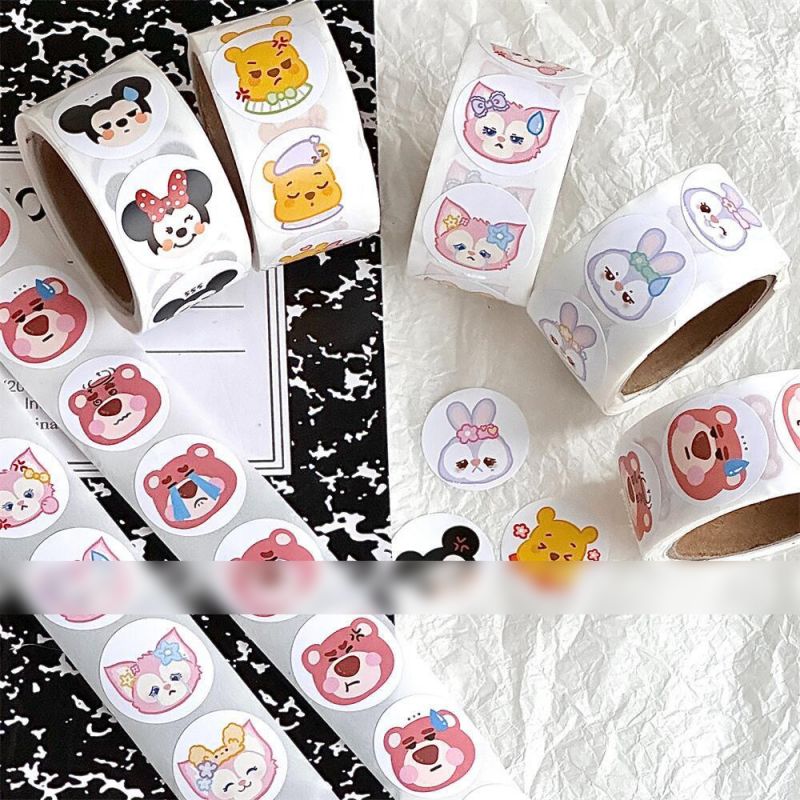 Fashion Strawberry Bear Roll Stickers [1 Roll/200 Stickers] Paper Printed Pocket Material Dot Stickers,Stickers/Tape