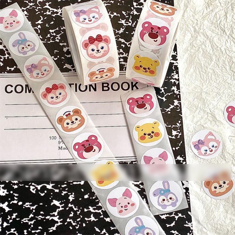 Fashion Disney Roll Stickers [1 Roll/500 Stickers] Paper Printed Pocket Material Dot Stickers,Stickers/Tape
