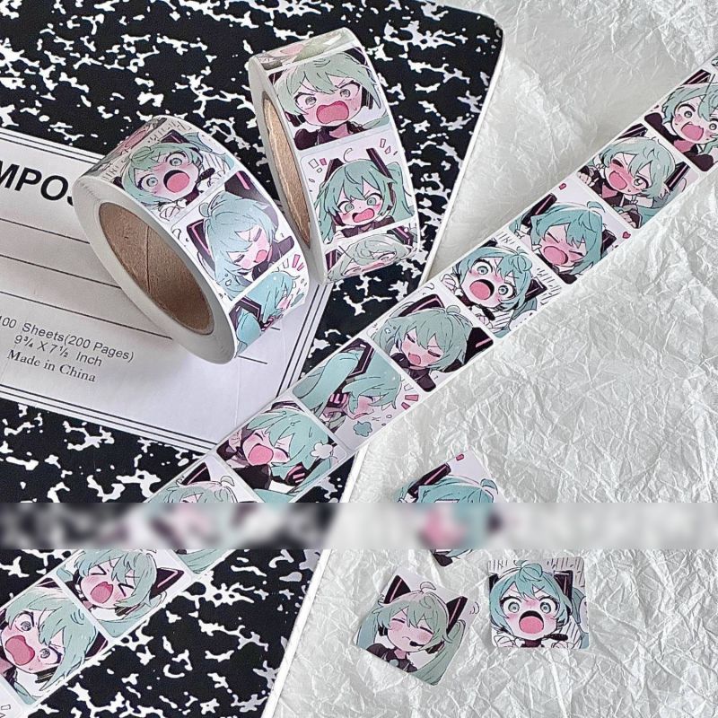 Fashion Hatsune Miku【1 Volume/500 Stickers】 Paper Printed Pocket Material Dot Stickers,Stickers/Tape