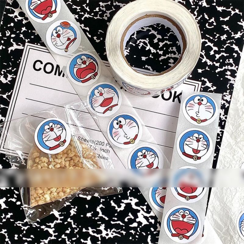 Fashion Doraemon Roll Stickers [1 Roll/500 Stickers] Paper Printed Pocket Material Dot Stickers,Stickers/Tape