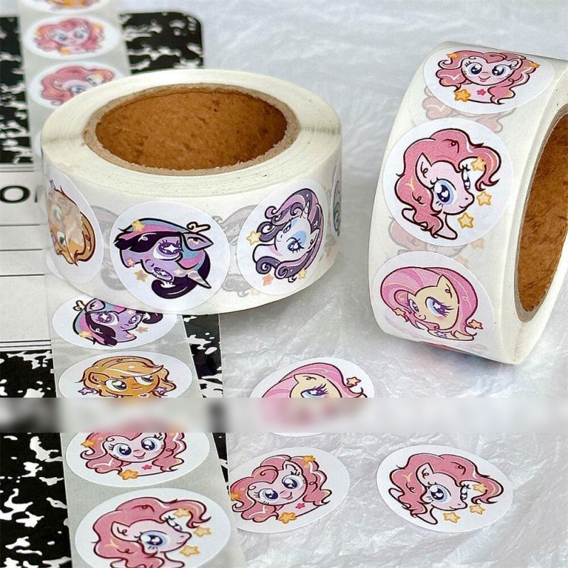 Fashion My Little Pony Roll Stickers [1 Roll/500 Stickers] Paper Printed Pocket Material Dot Stickers,Stickers/Tape
