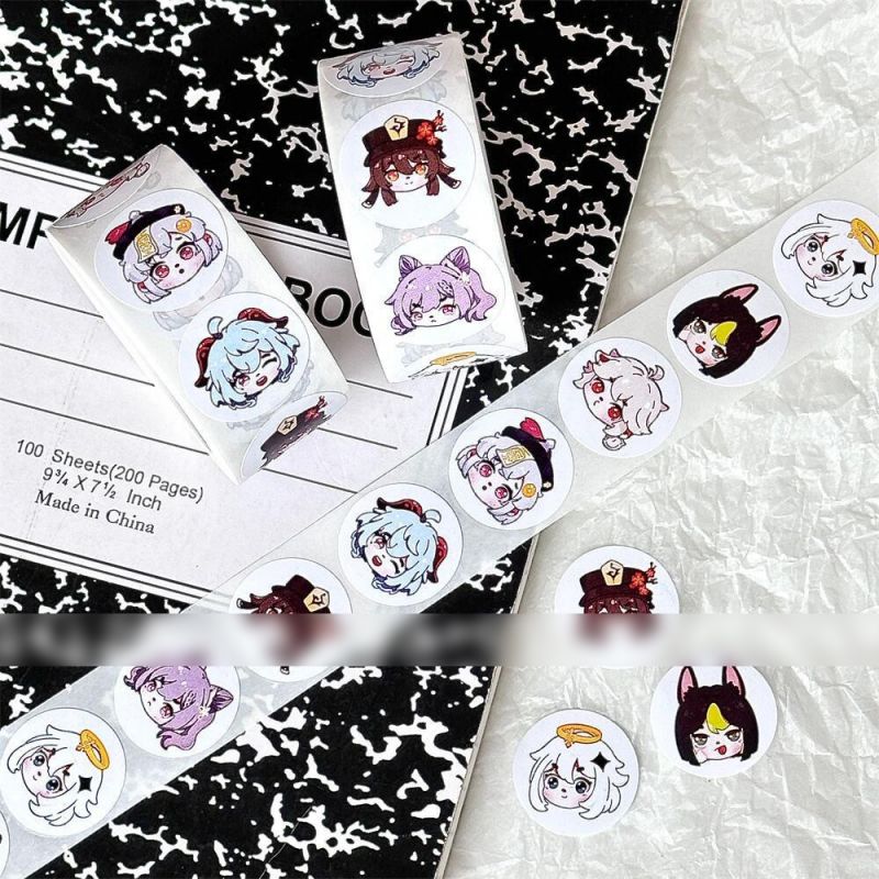 Fashion Original Genshin Impact [1 Volume/500 Stickers] Paper Printed Pocket Material Dot Stickers,Stickers/Tape