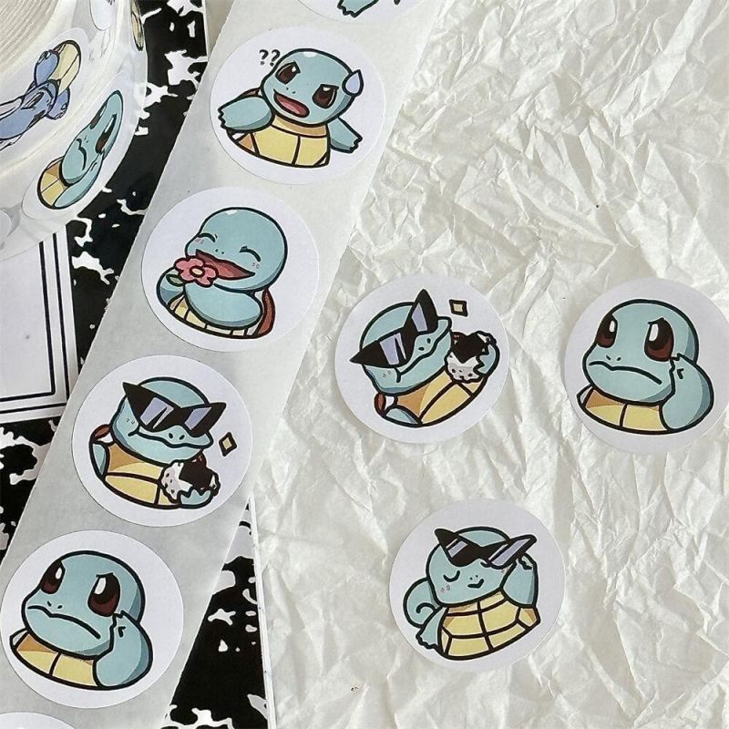Fashion Squirtle Roll Stickers [1 Roll/500 Stickers] Paper Printed Pocket Material Dot Stickers,Stickers/Tape