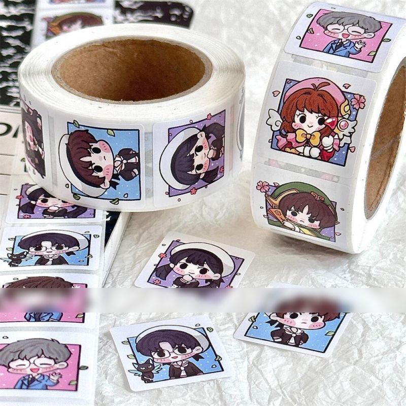 Fashion Magical Girl Sakura Roll Stickers [1 Roll/500 Stickers] Paper Printed Pocket Material Dot Stickers,Stickers/Tape