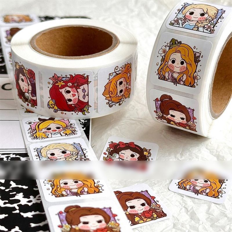 Fashion Disney Princess Roll Stickers [1 Roll/500 Stickers] Paper Printed Pocket Material Dot Stickers,Stickers/Tape