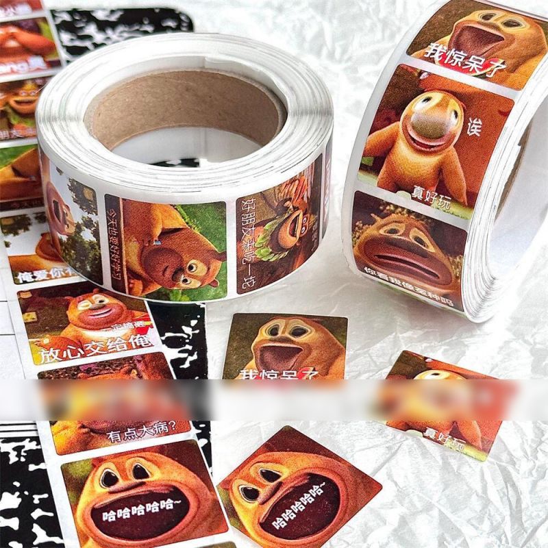 Fashion Square Bear Expression Pack Paper Printed Pocket Material Dot Stickers,Stickers/Tape