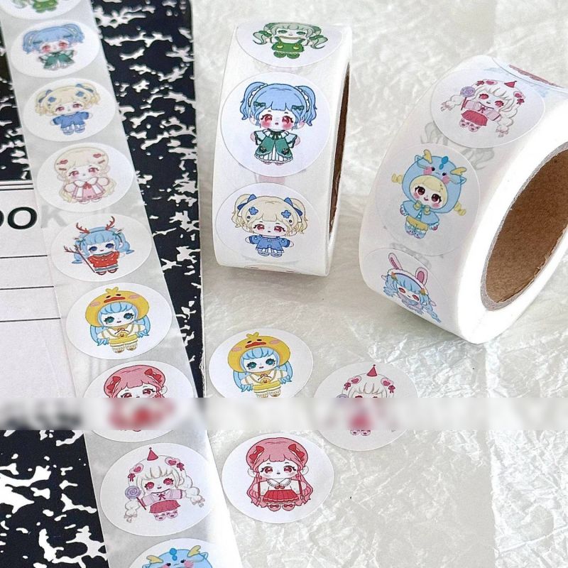 Fashion Cotton Doll [1 Roll/500 Stickers] Paper Printed Pocket Material Dot Stickers,Stickers/Tape