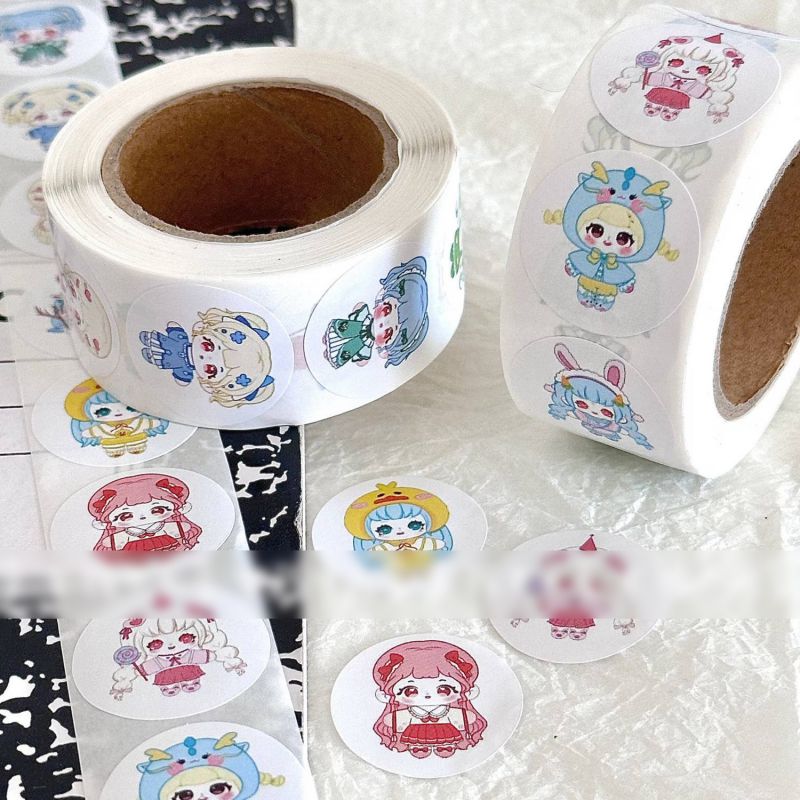 Fashion Cotton Doll [1 Roll/500 Stickers] Paper Printed Pocket Material Dot Stickers,Stickers/Tape