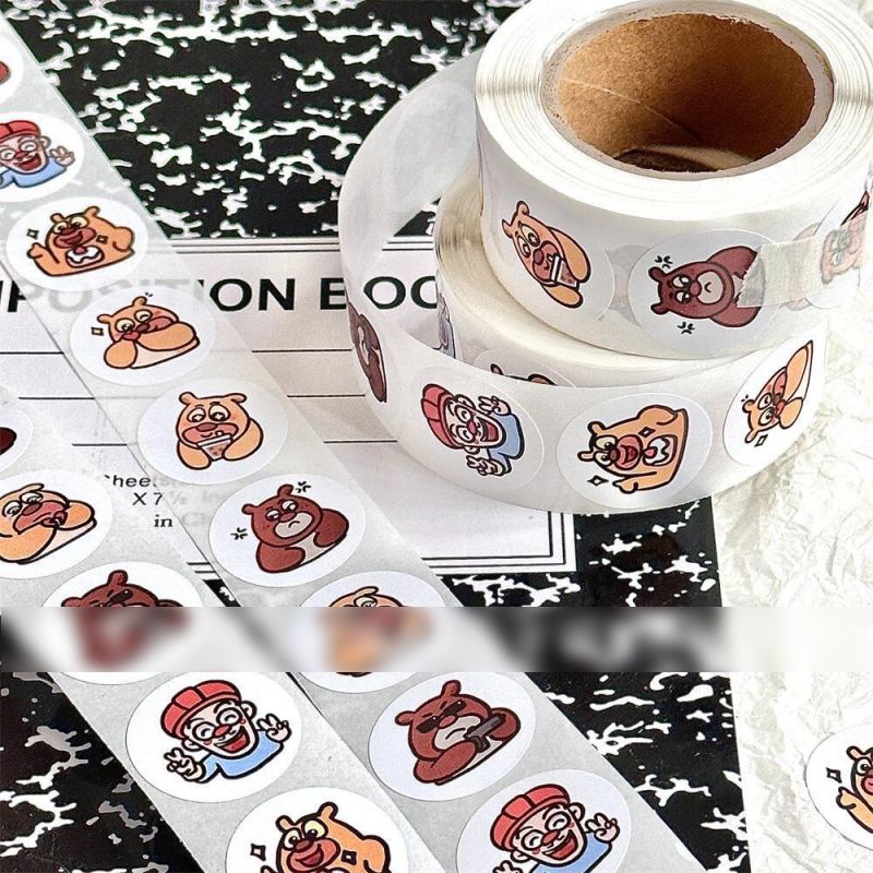 Fashion Bear Infested Roll Stickers [1 Roll/500 Stickers] Paper Printed Pocket Material Dot Stickers,Stickers/Tape