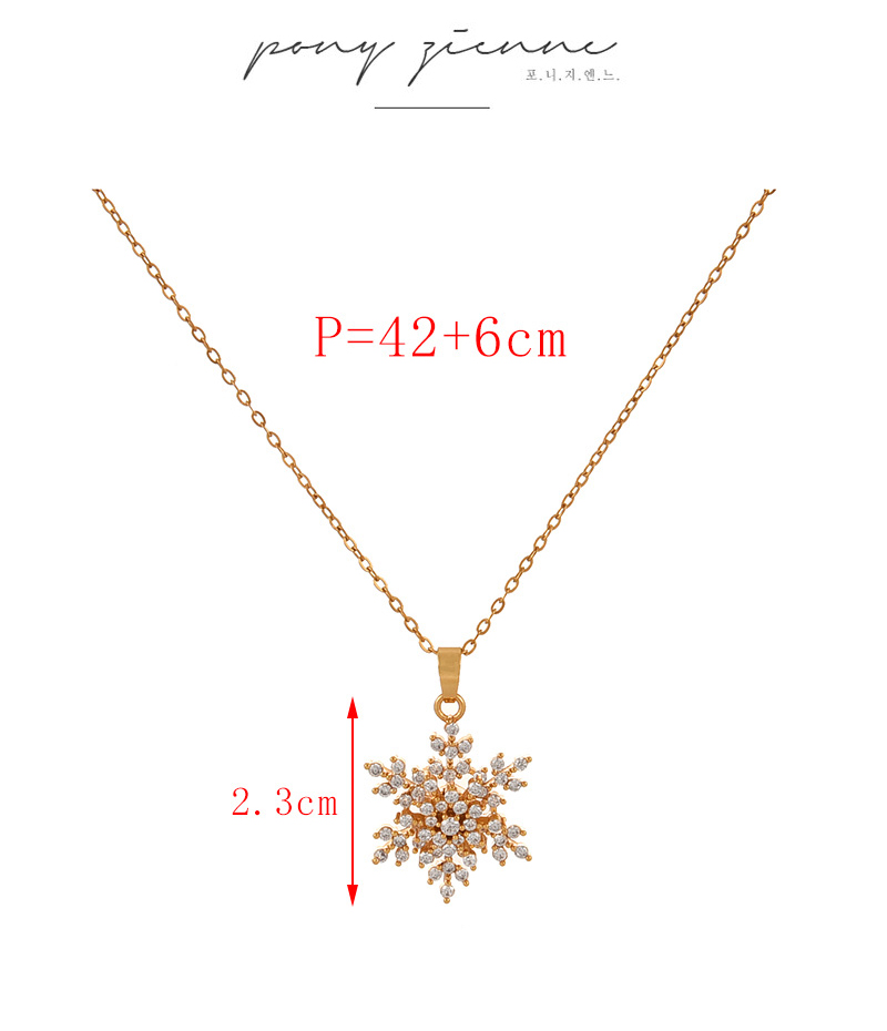 Fashion Gold Titanium Steel Inlaid Zirconium Snowflake Pendant Necklace,Necklaces