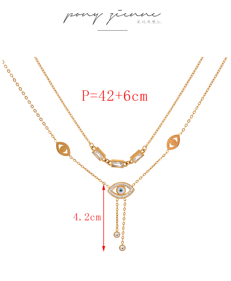 Fashion Golden 2 Double Layer Titanium Steel With Zirconium Butterfly Pendant Tassel Pearl Necklace,Necklaces